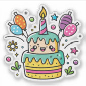 Kawaii Happy Birthday Sticker (Vorderseite)