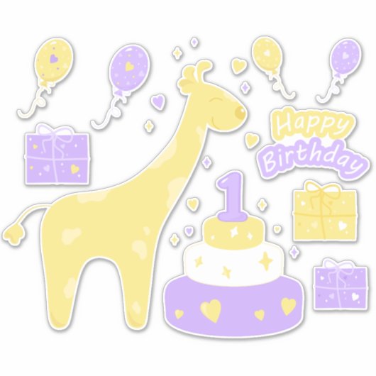 Kawaii Happy Birthday Vinyl Stickers Aufkleber (Vorderseite)