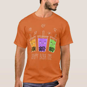 Kawaii Happy Boba Tea Time Blase Milchgetränke T-Shirt