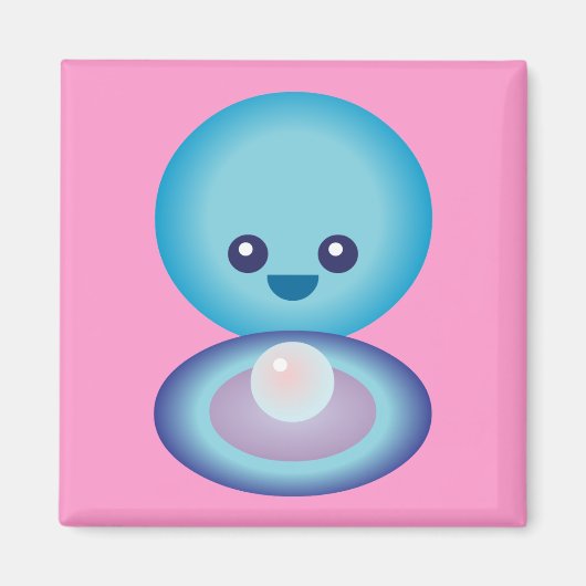 Kawaii Happy Clam Magnet (Vorne)