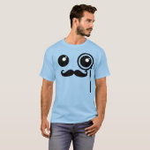 Kawaii Happy Face mit Monocle und Mustache T-Shir T-Shirt (Vorne ganz)