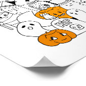 Kawaii Happy Halloween Doodle Poster (Ecke)