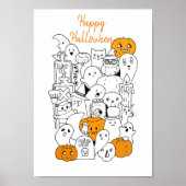 Kawaii Happy Halloween Doodle Poster (Vorne)