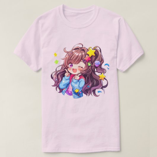 Kawaii Happy Loli Star Girl T-Shirt (Design vorne)