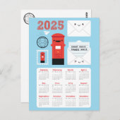 Kawaii Happy Mail 2025 Kalender Postkarte (Vorne/Hinten)