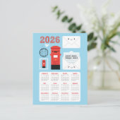 Kawaii Happy Mail 2026 Kalender Postkarte (Stehend Vorderseite)