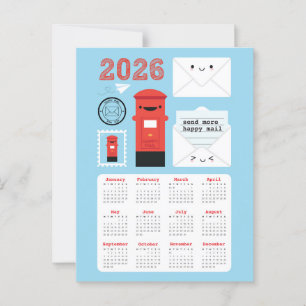 Kawaii Happy Mail 2026 Kalender Postkarte
