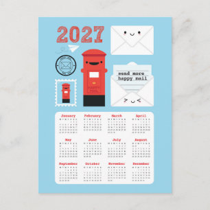 Kawaii Happy Mail 2027 Kalender Postkarte