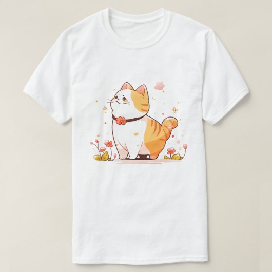 Kawaii Happy Orange Tabby Cat T-Shirt (Design vorne)