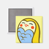 Kawaii Happy Owl Magnet (Vorderseite/Rückseite)