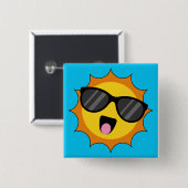 Kawaii Happy Sun mit Sonnenbrille Button (Vorne & Hinten)