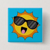 Kawaii Happy Sun mit Sonnenbrille Button (Vorderseite)