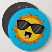 Kawaii Happy Sun mit Sonnenbrille Button (Vorne & Hinten)