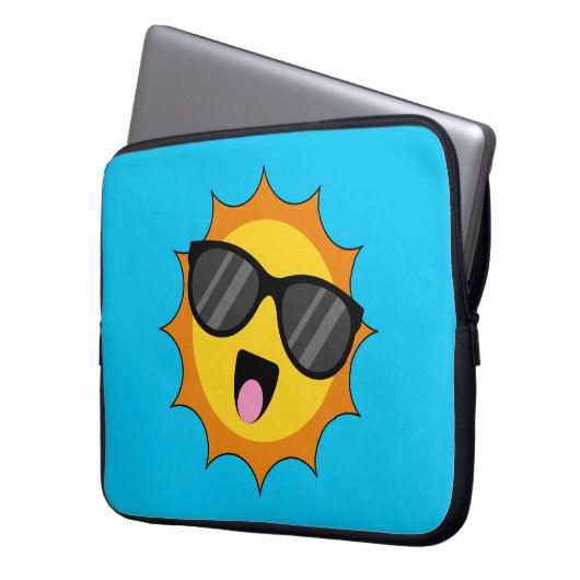 Kawaii Happy Sun mit Sonnenbrille Laptopschutzhülle (Vorderseite Links)