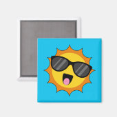 Kawaii Happy Sun mit Sonnenbrille Magnet (Vorderseite/Rückseite)