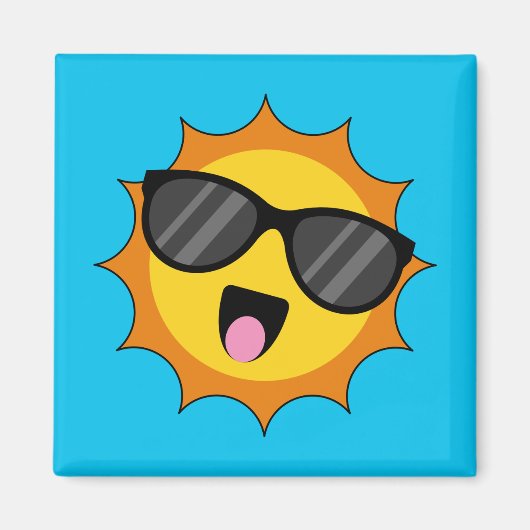 Kawaii Happy Sun mit Sonnenbrille Magnet (Vorne)