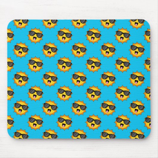 Kawaii Happy Sun mit Sonnenbrille Mousepad (Vorne)