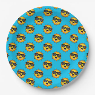 Kawaii Happy Sun mit Sonnenbrille Pappteller
