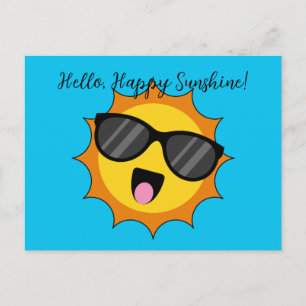 Kawaii Happy Sun mit Sonnenbrille   Text hinzufüge Feiertagspostkarte