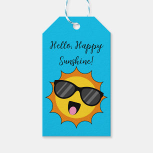 Kawaii Happy Sun mit Sonnenbrille Text hinzufüge Geschenkanhänger