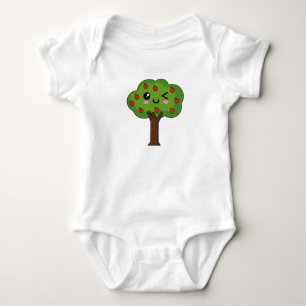 Kawaii Happy Winking Apple Tree Baby Strampler