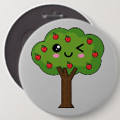 Kawaii Happy Winking Apple Tree Button (Vorne & Hinten)