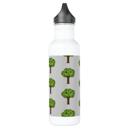 Kawaii Happy Winking Apple Tree Edelstahlflasche (Links)