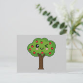 Kawaii Happy Winking Apple Tree Feiertagspostkarte (Stehend Vorderseite)