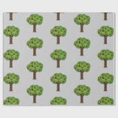 Kawaii Happy Winking Apple Tree Geschenkpapier (Flach)