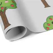 Kawaii Happy Winking Apple Tree Geschenkpapier (Rolleneckpunkt)