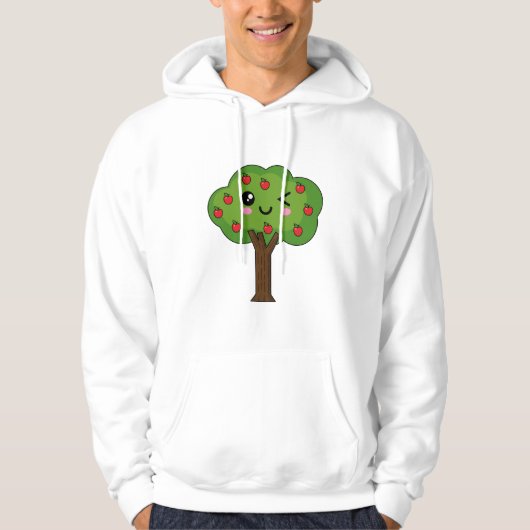 Kawaii Happy Winking Apple Tree Hoodie (Vorderseite)