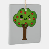 Kawaii Happy Winking Apple Tree Keramikornament (Rechts)