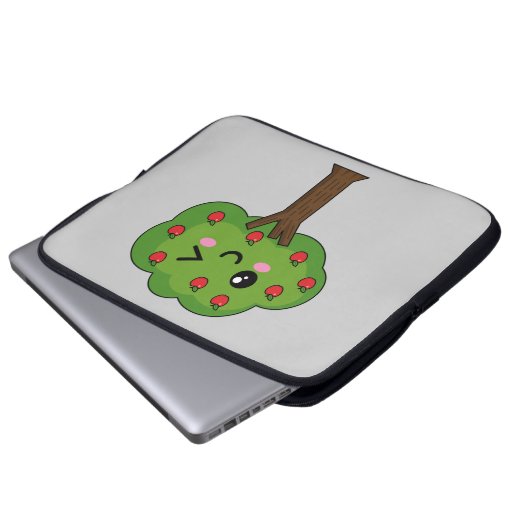 Kawaii Happy Winking Apple Tree Laptopschutzhülle (Vorne Knopf)