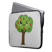Kawaii Happy Winking Apple Tree Laptopschutzhülle (Vorderseite Links)