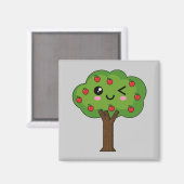 Kawaii Happy Winking Apple Tree Magnet (Vorderseite/Rückseite)