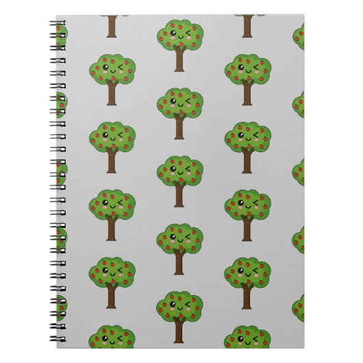 Kawaii Happy Winking Apple Tree Notizblock (Vorderseite)