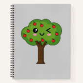 Kawaii Happy Winking Apple Tree Notizblock (Vorderseite)