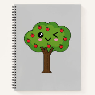 Kawaii Happy Winking Apple Tree Notizblock
