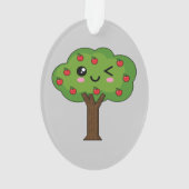 Kawaii Happy Winking Apple Tree Ornament (Rückseite)