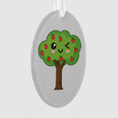 Kawaii Happy Winking Apple Tree Ornament (Vorderseite)
