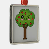 Kawaii Happy Winking Apple Tree Ornament Aus Metall (Rechts)
