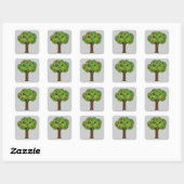 Kawaii Happy Winking Apple Tree Quadratischer Aufkleber (Blatt)