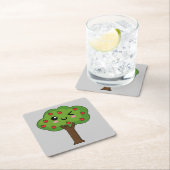 Kawaii Happy Winking Apple Tree Rechteckiger Pappuntersetzer (Vor Ort)