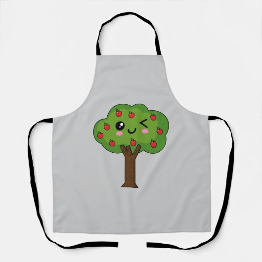 Kawaii Happy Winking Apple Tree Schürze (Vorderseite)