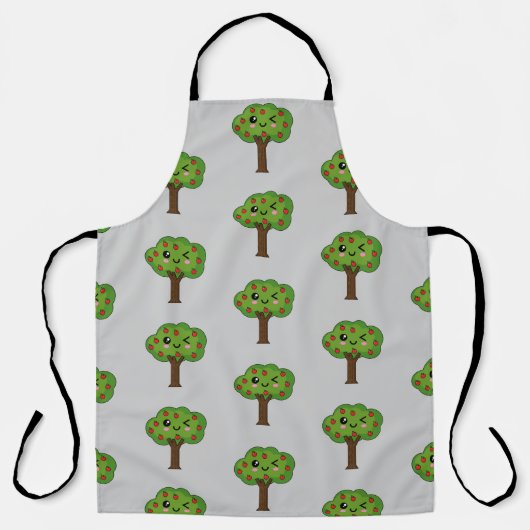 Kawaii Happy Winking Apple Tree Schürze (Vorderseite)