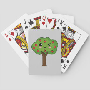 Kawaii Happy Winking Apple Tree Spielkarten