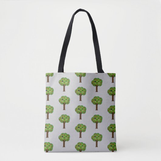 Kawaii Happy Winking Apple Tree Tasche (Vorderseite)