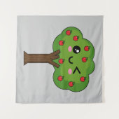 Kawaii Happy Winking Apple Tree Wandteppich (Vorderseite (Horizontal))