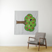Kawaii Happy Winking Apple Tree Wandteppich (Beispiel (Horizontal))