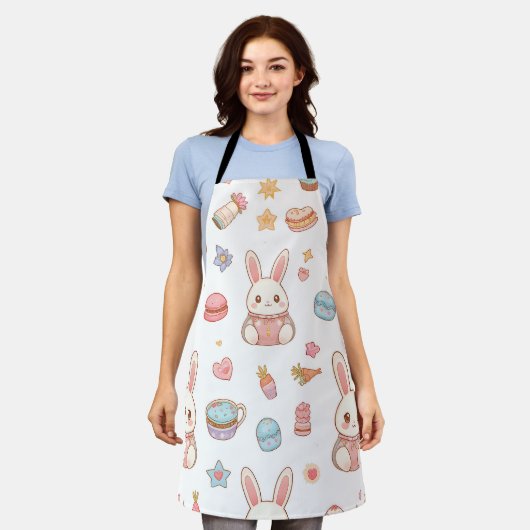 Kawaii Häschen Café Ostern Süße Chibi Hasen Schürze (Getragen)